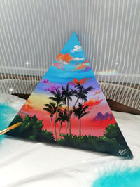 Triangular canvas painting