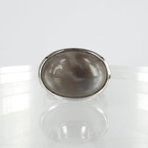 Image of Large sterling silver cabochon clear quartz cocktail ring. M2972