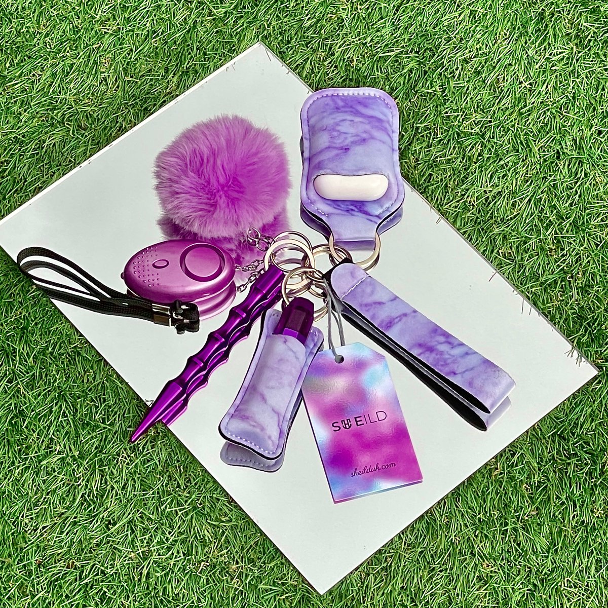 Image of SHEILD UK ™ 6 Piece Safety Keychain - Purple