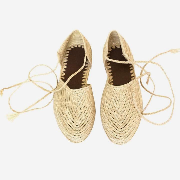 Image of RAFFIA ANKLE STRAP SANDALS