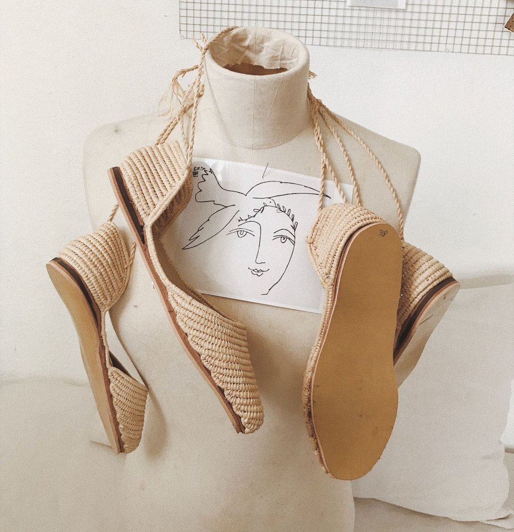 Image of RAFFIA ANKLE STRAP SANDALS