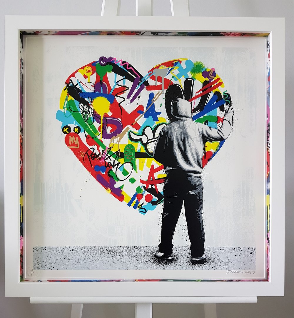 Image of MARTIN WHATSON "PAINT LOVE"- FRAMED WITH CUSTOM SPACERS 24 COLOUR PRINT EDITION OF 150 - 55CM X 55CM