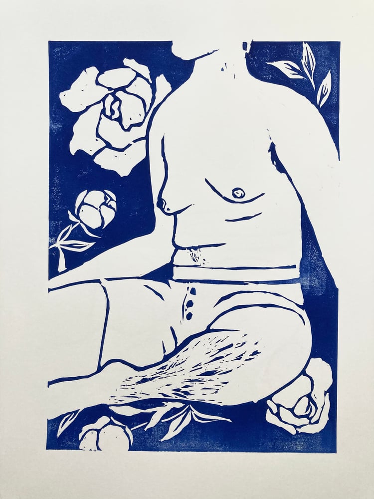 Image of Blue Body Lino Print