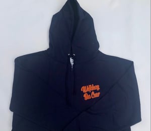 Image of WBC French Navy (2021 Design) French Navy fully zipped Hoodie with Orange  print