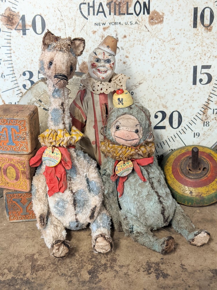 Image of NEW LARGER SIZE - 8"  Schoenhut Old TOy Circus BLUE/GRAY  Munki by Whendi's Bears