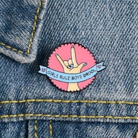 Image 2 of GIRLS RULE BOYS DROOL PIN