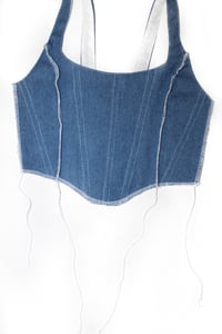 Image 1 of denim contrast stitch corset 