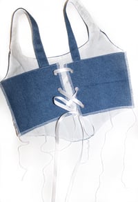 Image 2 of denim contrast stitch corset 