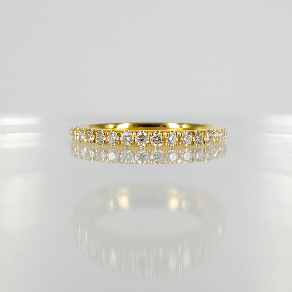 Image of 18ct yellow gold diamond set wedding band. PJ5869