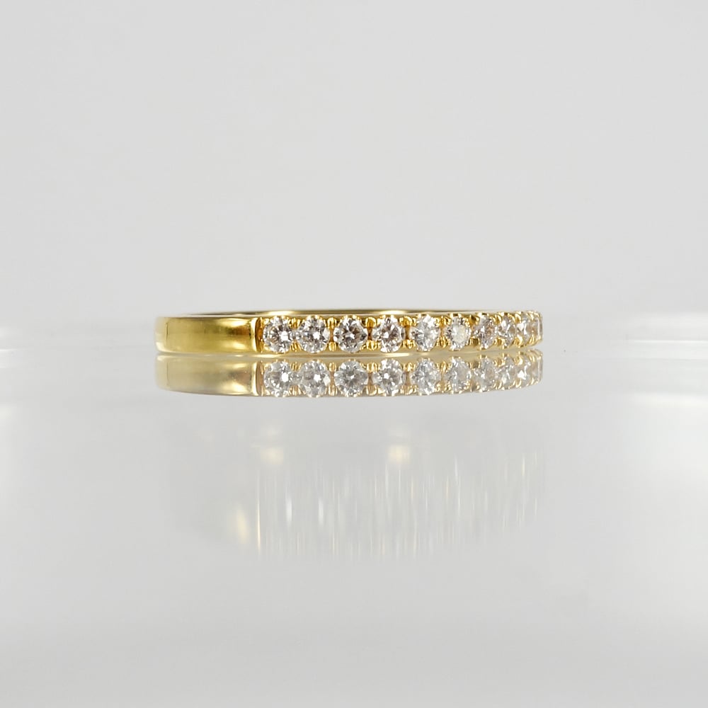 Image of 18ct yellow gold diamond set wedding band. PJ5605