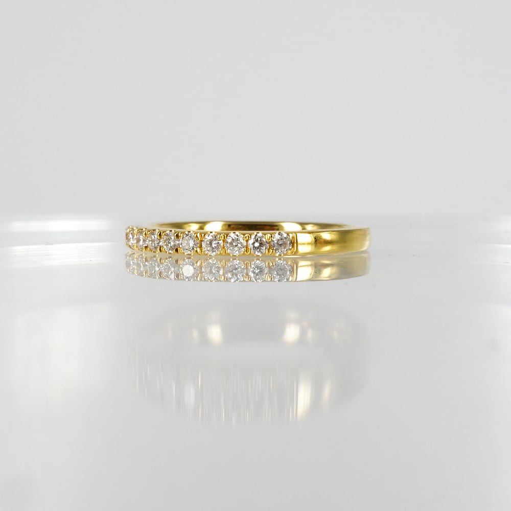 Image of 18ct yellow gold diamond set wedding band. PJ5605