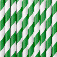Pajitas de papel rayas verdes