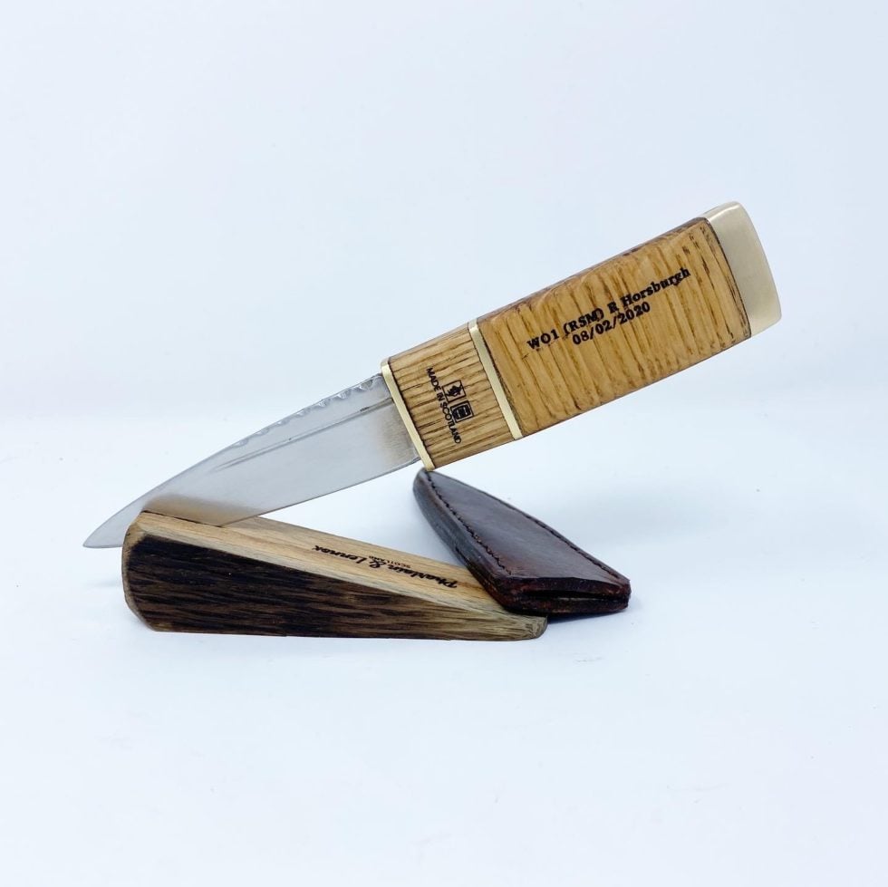 Pharlain & Lennox - PL002 Curved Oak Whisky Barrel and Brass sgian dubh.