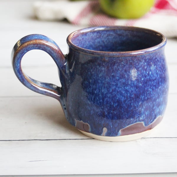 Image of Blue Purple and Mauve Mug, 12 oz. Handcrafted Stoneware Pottery Coffee Cup, Made in USA