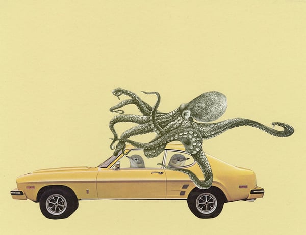 Image of The getaway. Limited edition collage print.