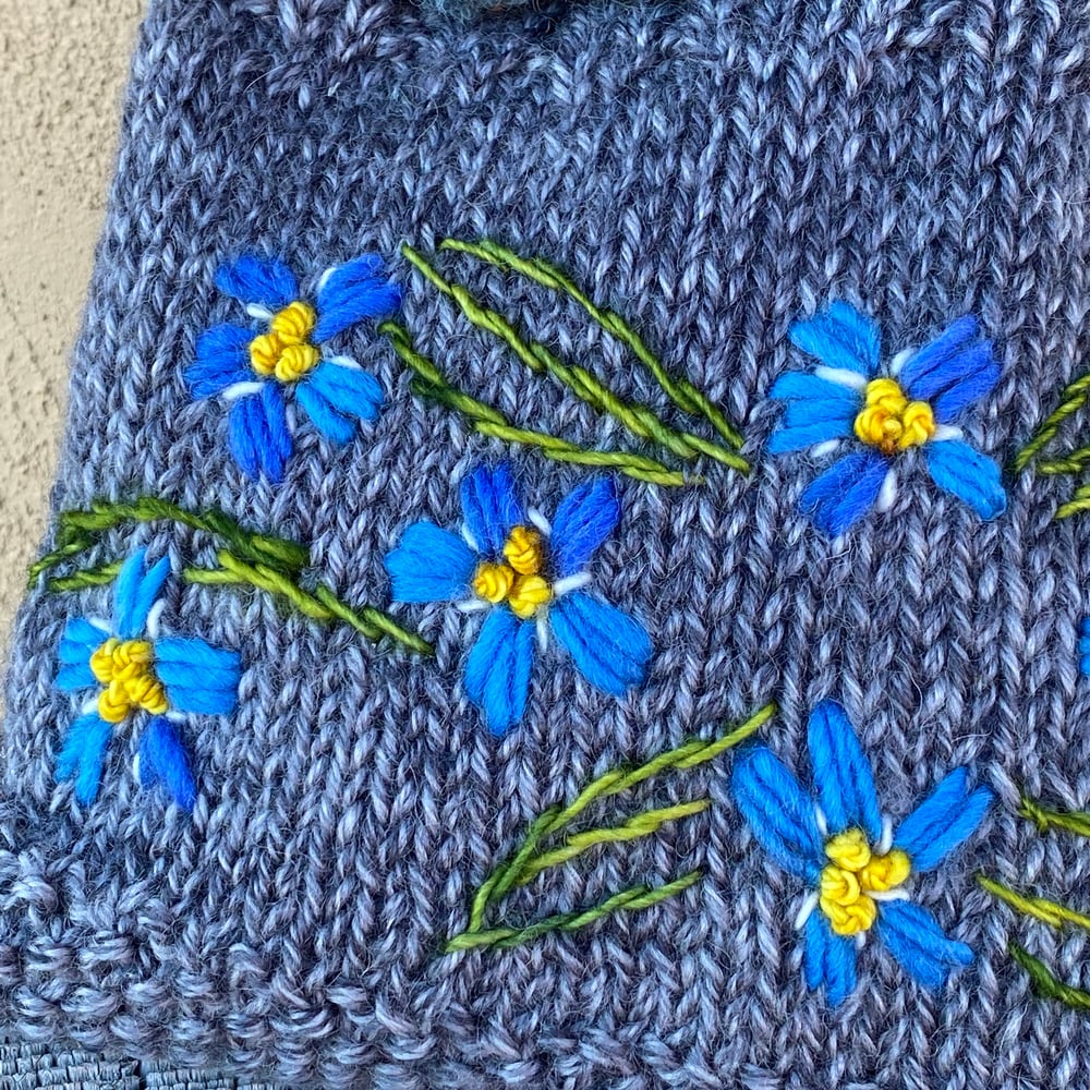 Image of Alpine Forget-Me-Nots Knitted Pouch