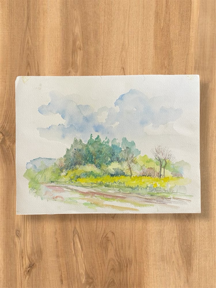 Image of VINTAGE DUTCH WATERCOLOR: LANDSCAPE #8