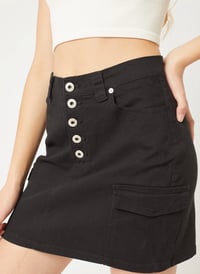 Image 2 of High-Waist Black Cargo Skirt 