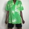 Vintage Batik Chartreuse Cotton Camp Shirt