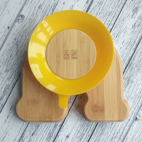 Image of Bamboo Rainbow Section Plate with Suction- Yellow