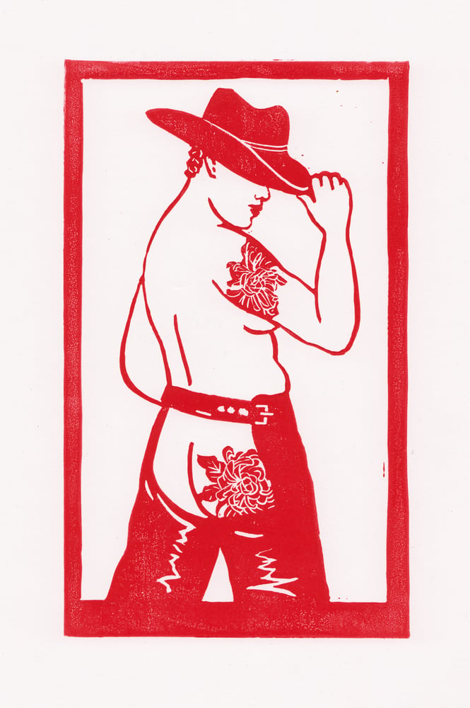 Image of Cowboy Lino Print