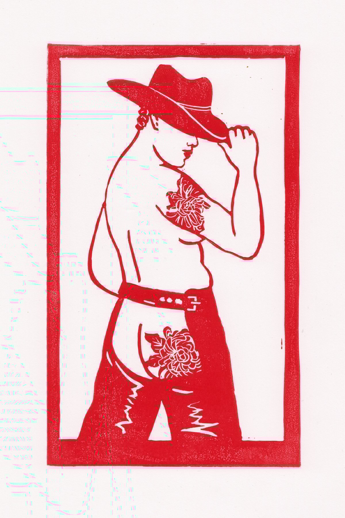 Image of Cowboy Lino Print