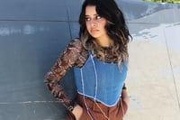 Image 3 of denim contrast stitch corset 