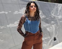 Image 4 of denim contrast stitch corset 