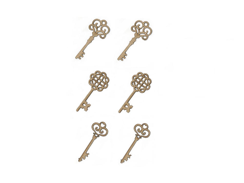 Ornate Laser Cut Wood Antique Keys