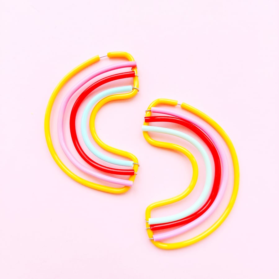 Image of Rainbow earrings stud hoops