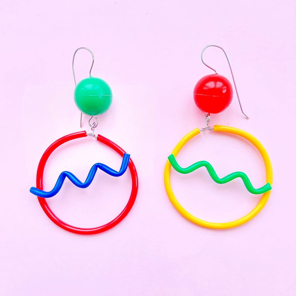 Image of Mini memphis hook earrings 