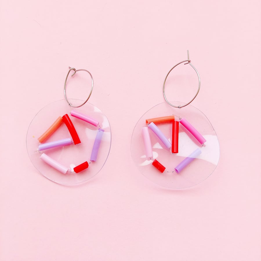 Image of Confetti disk earrings double and singles 