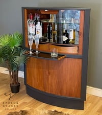 Image 1 of PROFESSIONALLY PAINTED DANISH TEAK CORNER DRINKS CABINET 