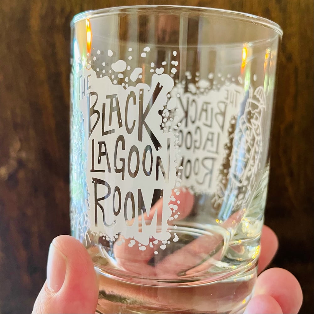 SET OF 4 Black Lagoon Room Logo 11oz Old Fashioned Glasses