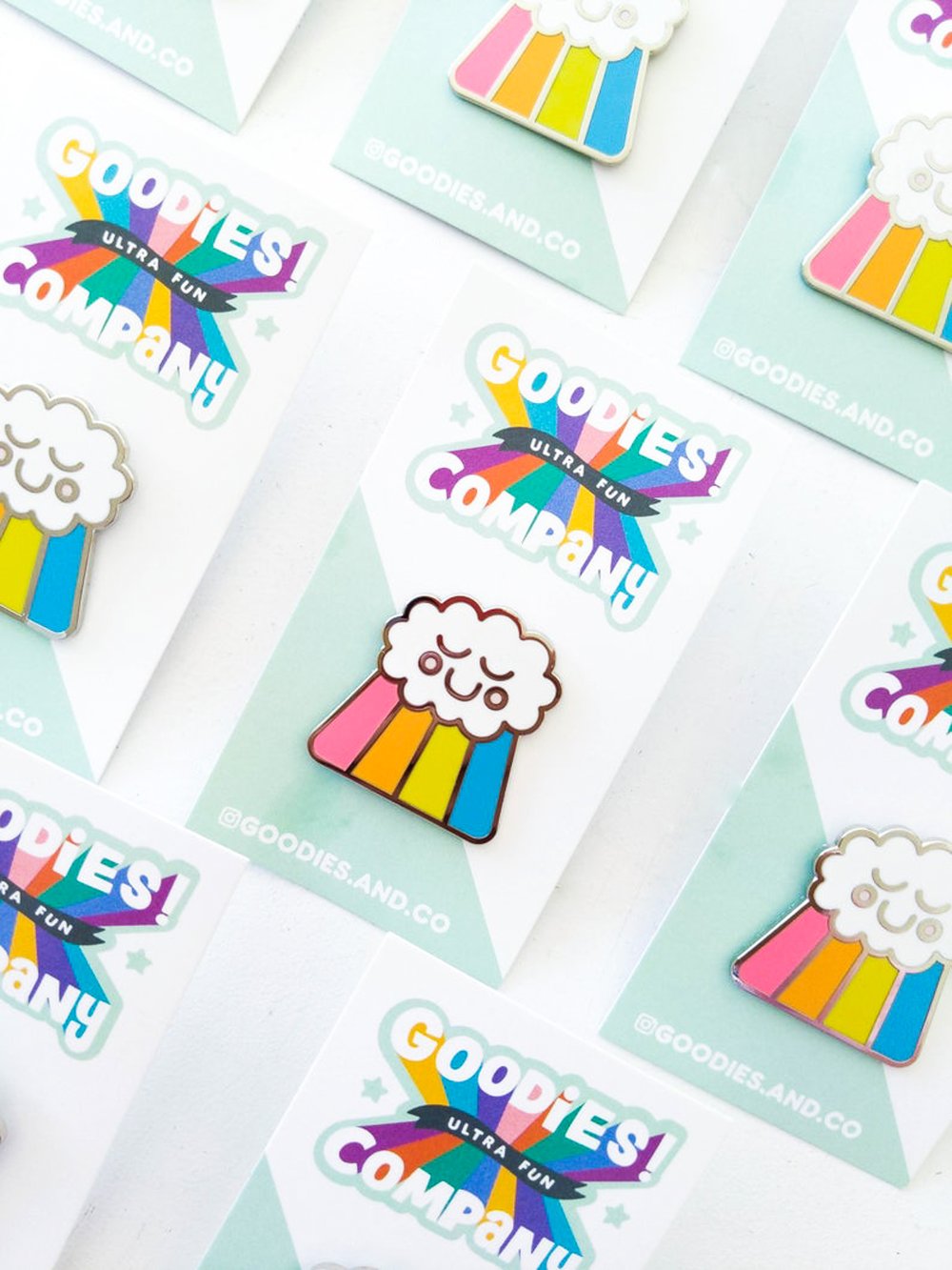 Image of Happy Rainbow Cloud Enamel Pin