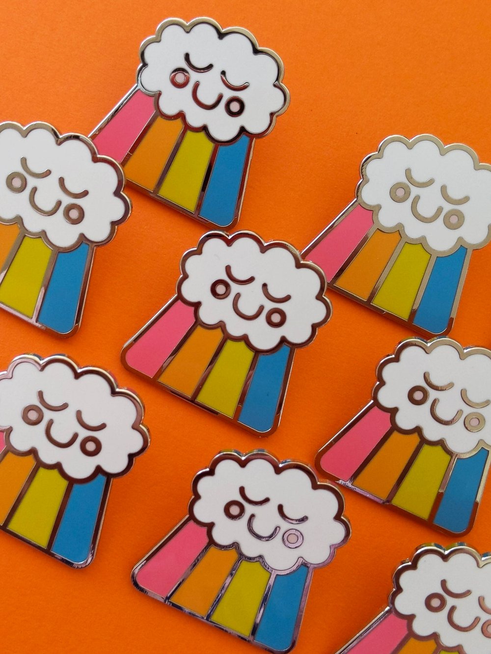 Image of Happy Rainbow Cloud Enamel Pin