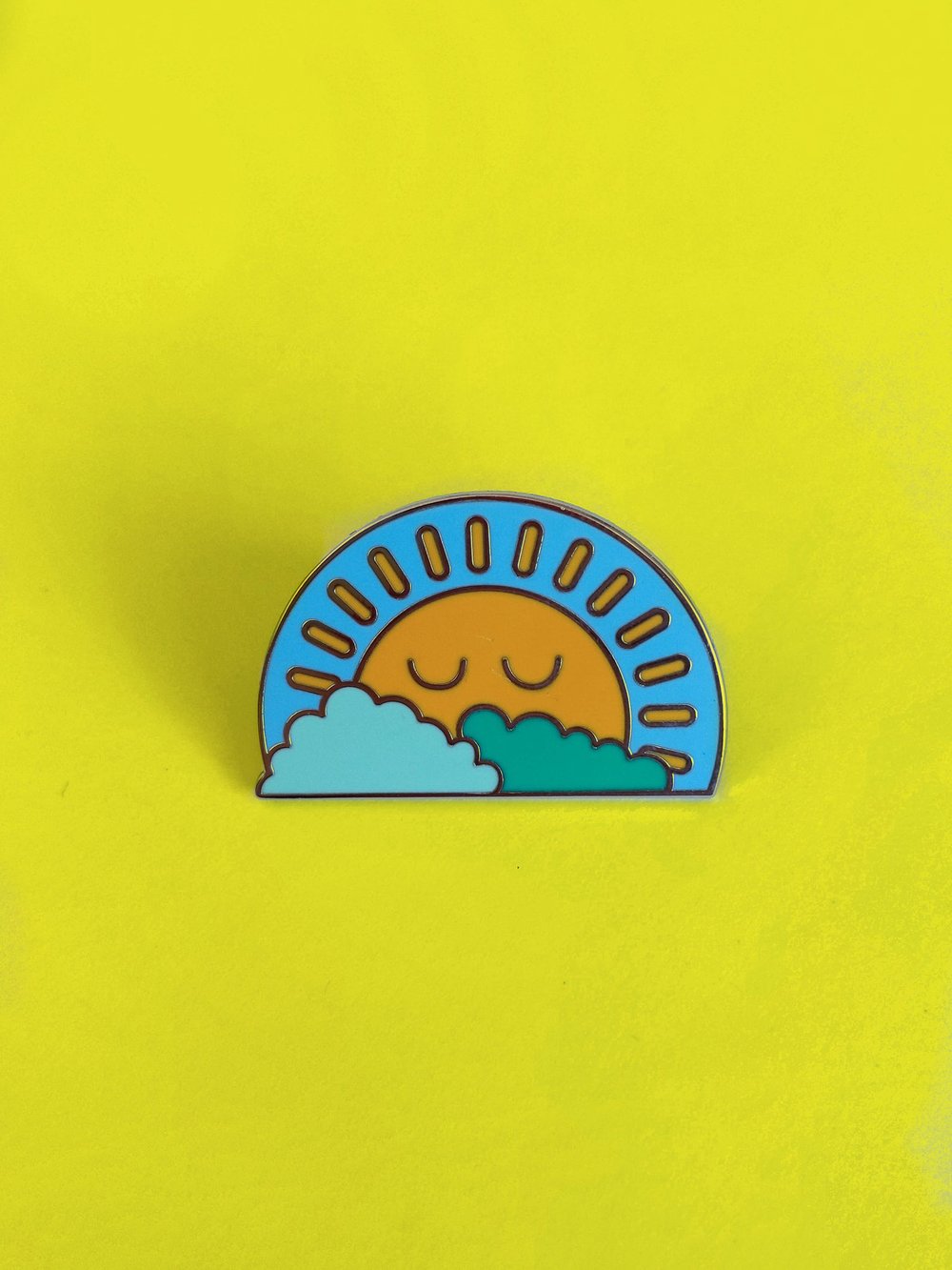 Happy Smiling Yellow Sun Enamel Pin