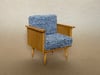 1/6 scale Armchair Mid Century Modern Pecan wood for dolls (Blythe, Barbie, Pullip, Momoko)