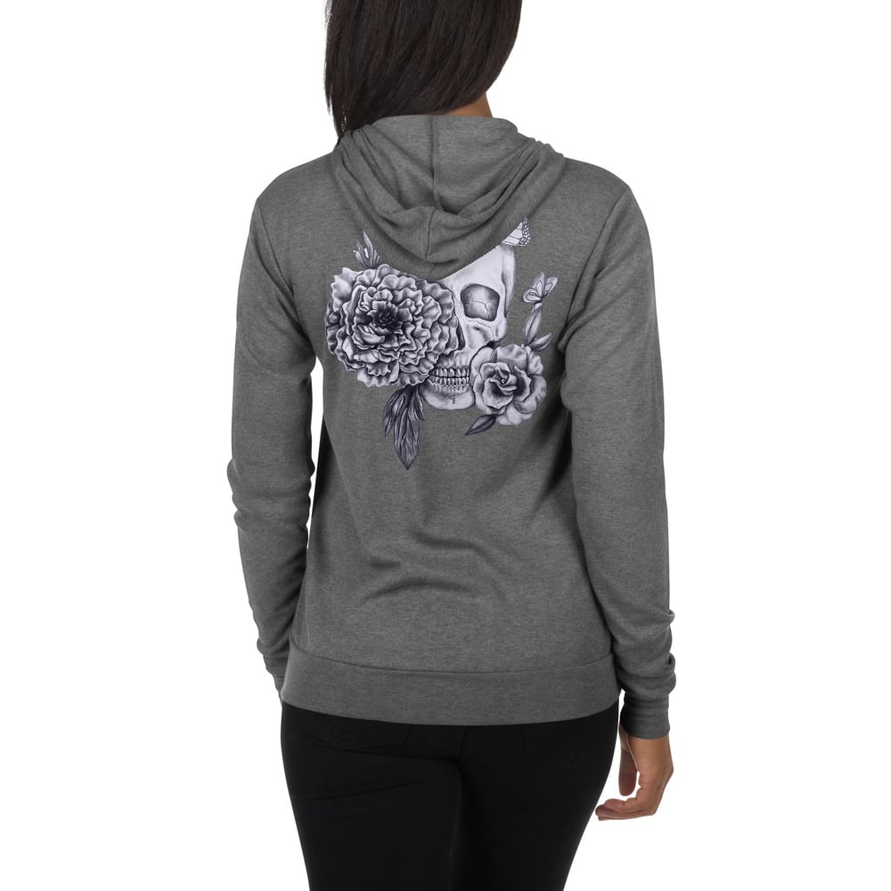 Image of Skull Floral Zip up Hoodie