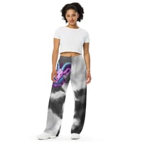 Image 1 of Black Watercolor and Colorful Goat Head All-over print unisex wide-leg pants