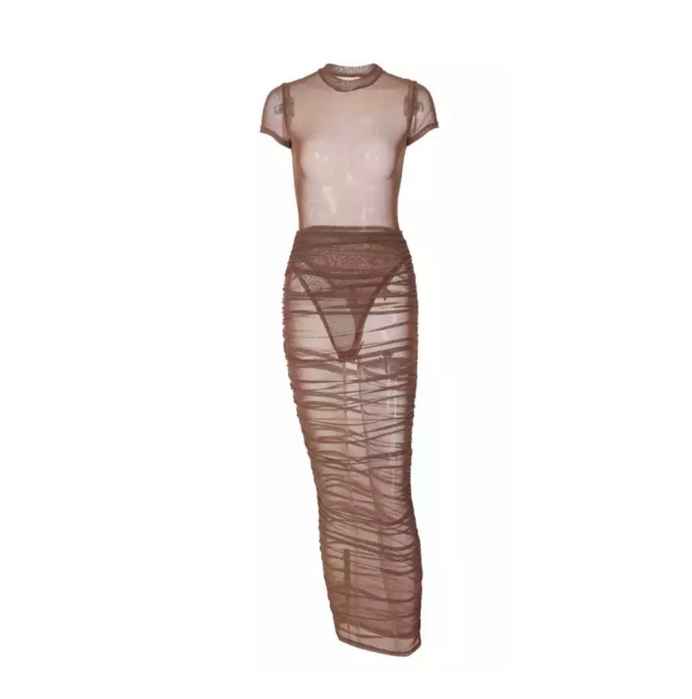 Image of Chocolate Mesh | Skirt Set
