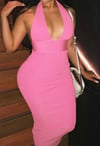 Cleavage Out Halter Bodycon Dress