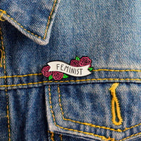 Image 2 of FEMINIST ROSE BANNER PIN