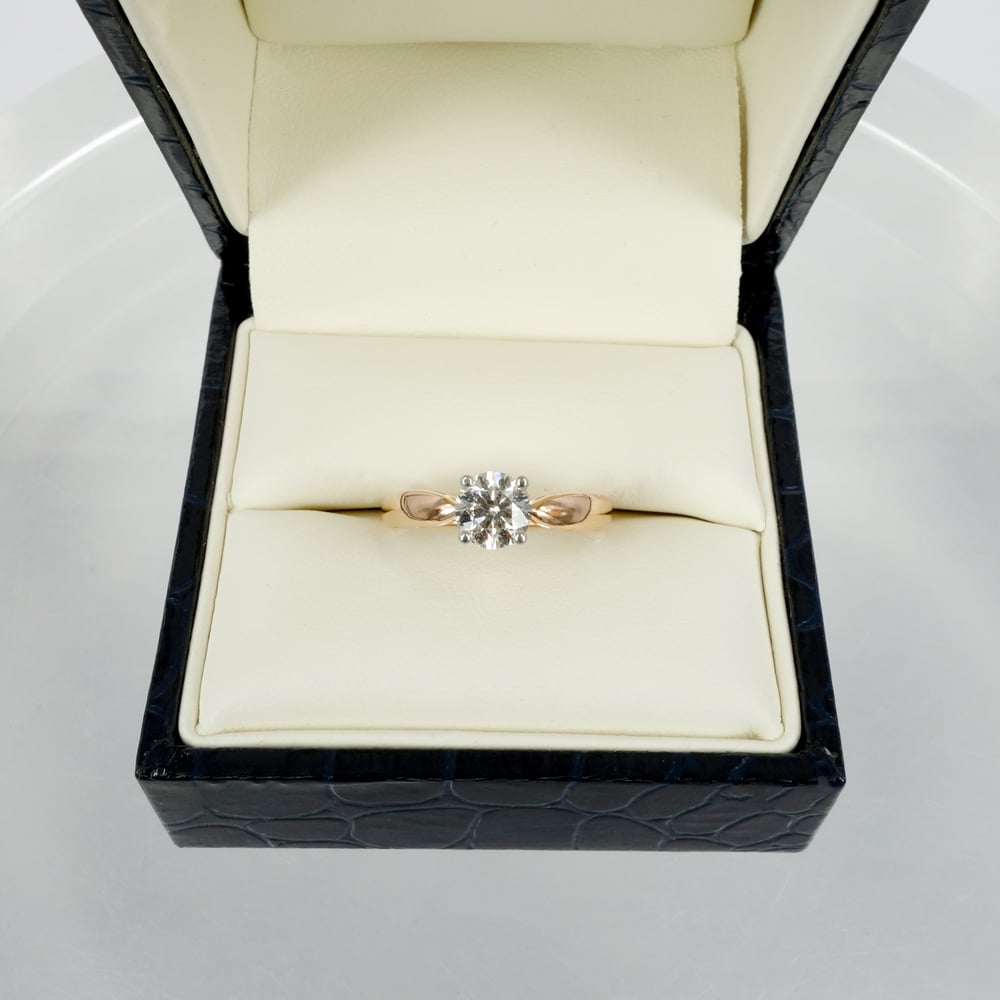Image of 18ct rose gold solitaire diamond ring.