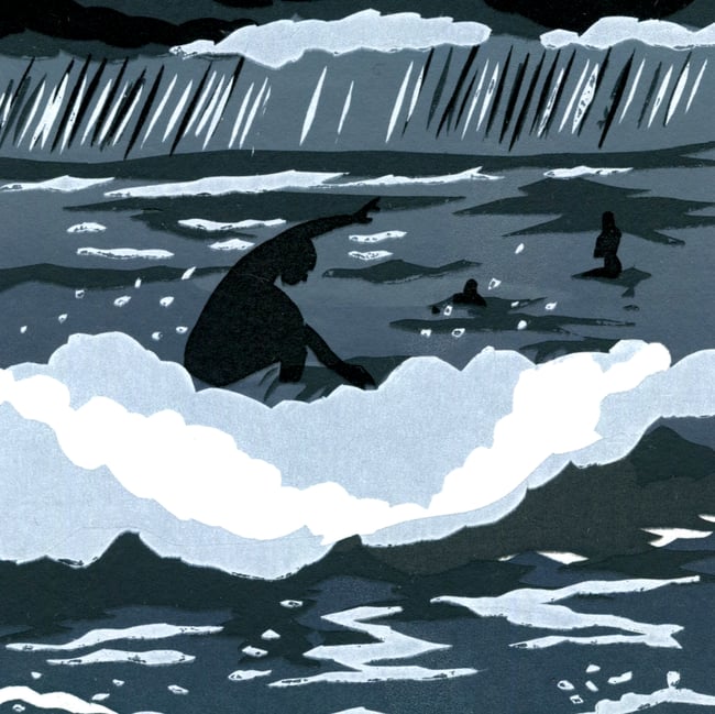 Wave Project Riding out the Storm - framed, one of a kind, acrylic glass screen print