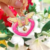 Strawberry Bell Double Sided Clear Acrylic Charm