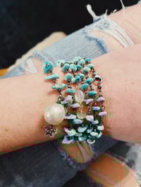 Image 3 of Lone Mountain turquoise, peridot, and rainbow moonstone mala