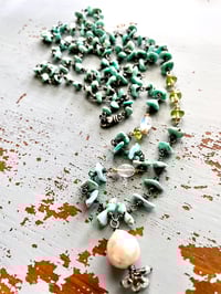 Image 4 of Lone Mountain turquoise, peridot, and rainbow moonstone mala