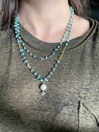 Image 2 of Lone Mountain turquoise, peridot, and rainbow moonstone mala