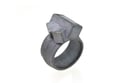 Aquamarine sculptural ring. made in oxidised sterling silver by Chris Boland